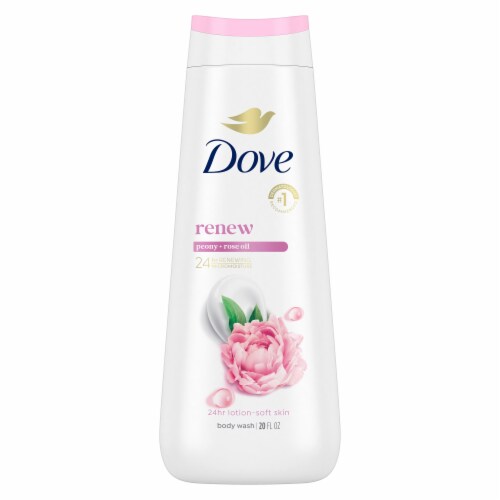 Dove Body Wash with Pump For 24hr Lotion-Soft Skin Renew Peony & Rose Oil Moisturizing Skin Cleanser Perspective: back