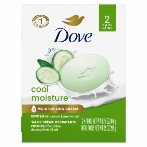 Dove Beauty Bar Soap for Refreshed Skin Cool Moisture Cucumber Green Tea Scent Leaves Skin Refreshed Perspective: back