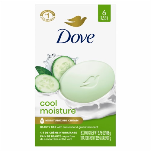 Dove Beauty Bar Soap for Cool Moisture Cucumber & Green Tea Scent Leaves Skin Refreshed Perspective: back
