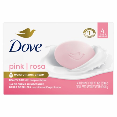Dove Beauty Bar Soap for Soft Smooth Skin Pink Rosa Cleans & Moisturizes Perspective: back