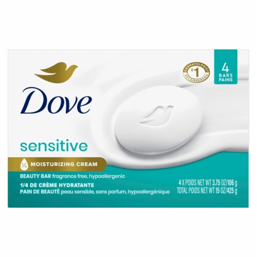Dove Beauty Bar Soap for Sensitive Skin Sensitive Fragrance Free and Hypoallergenic Perspective: back