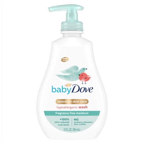 Baby Dove Sensitive Skin Care Hypoallergenic Fragrance Free Moisture Baby Wash Perspective: back