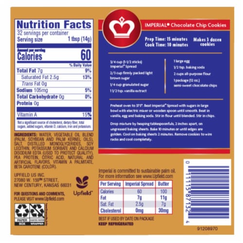 Imperial Vegetable Oil Spread Sticks 16 oz Perspective: back