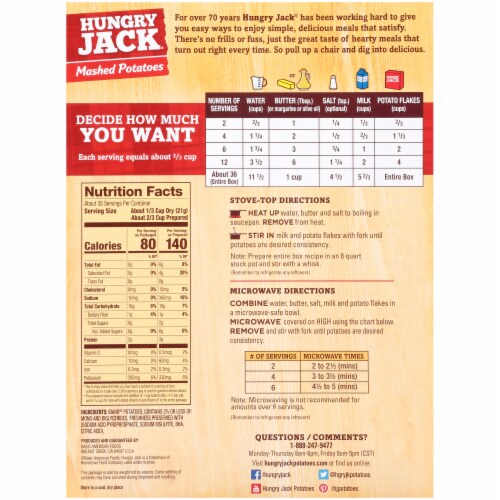 Hungry Jack Mashed Potatoes Perspective: back