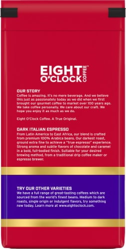 Eight O'Clock Dark Italian Espresso Ground Coffee Perspective: back