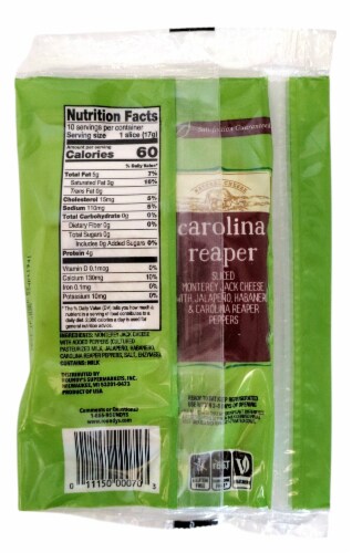 Roundy's® Carolina Reaper Cheese Slices Monterey Jack With Jalapeno Habanero & Carolina Peppers Perspective: back