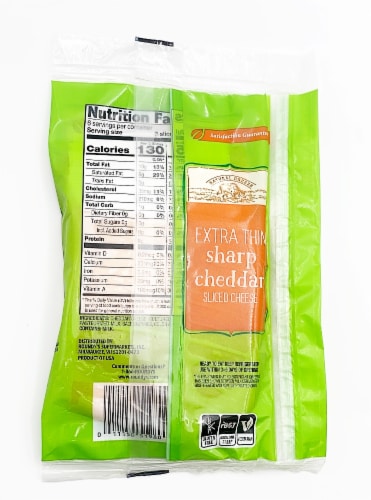 Roundy's® Sharp Cheddar Sliced Cheese Extra Thin Perspective: back