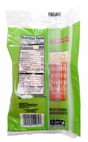 Roundy's® Wisconsin Extra Sharp Cheddar Sliced Cheese Perspective: back