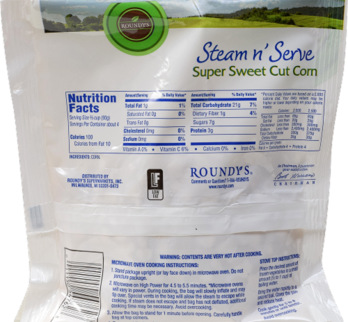 Roundy's  Steam n' Serve Supper Sweet Cut Corn Perspective: back