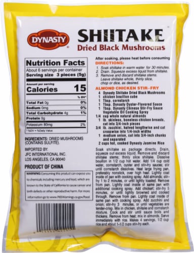 Dynasty Shiitake Whole Dried Mushrooms Perspective: back