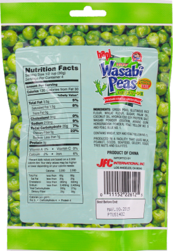 Hapi Snacks Hot Wasabi Peas Perspective: back