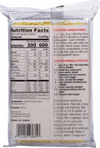Wel Pac® Chow Mein Stir Fry Noodles Perspective: back