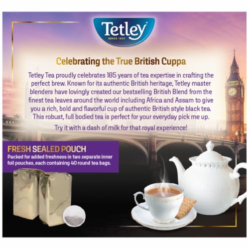 Tetley Irish Breakfast Premium Black Tea Bags, 80 Ct 