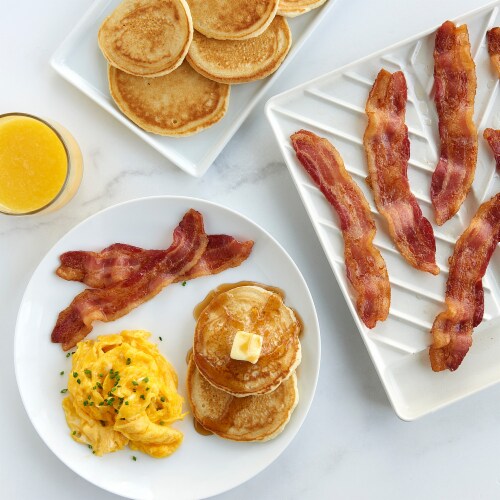 Nordic Ware Microwave Safe Bacon Tray & Food Defroster - White Perspective: back