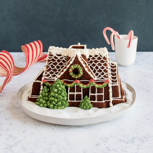 Nordic Ware Gingerbread House Bundt Pan Perspective: back