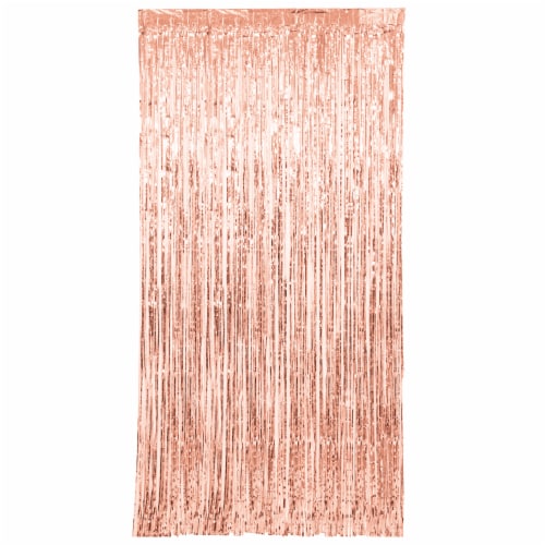 Unique Foil Fringe Door Curtain - Rose Gold Perspective: back
