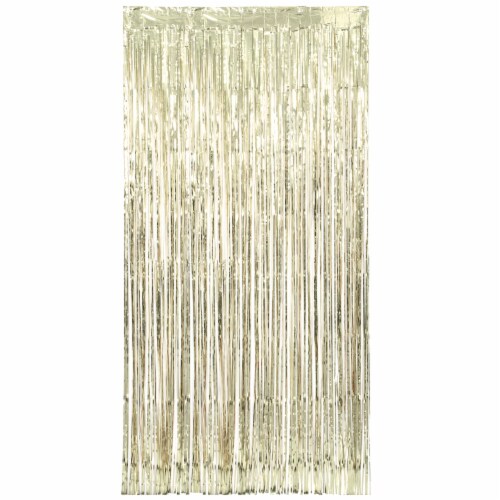 Unique Foil Fringe Door Curtain - Gold Perspective: back