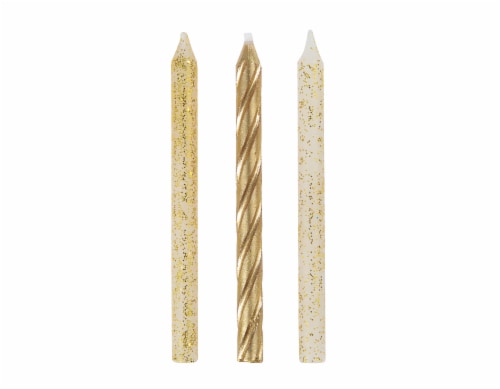 Unique Glitter Gold Spiral Birthday Candle Assortment Perspective: back