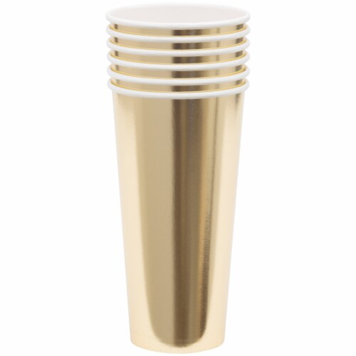 Unique® Paper Cups Gold 20 oz 6 ct Perspective: back