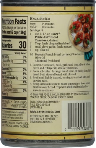 S&W® Petite Cut Diced Tomatoes Perspective: back