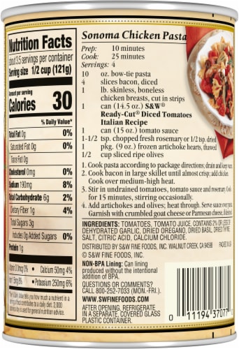 S&W® Premium Ready-Cut® Italian Recipe Tomatoes Perspective: back
