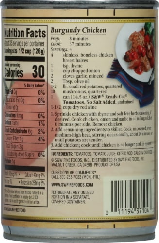S&W® Ready-Cut No Salt Added Diced Tomatoes Perspective: back