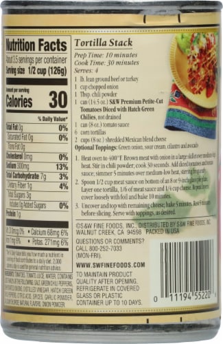 S&W® Petite-Cut Mild Diced Tomatoes with Hatch Green Chilies Perspective: back