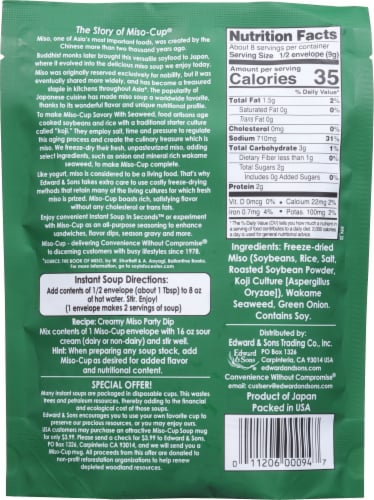 Edward & Sons Miso-Cup Savory Soup With Seaweed Packets Perspective: back