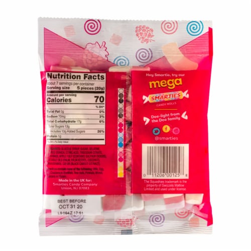 Smarties® Squashies Raspberry and Cream Flavored Candy Perspective: back