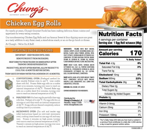 Chung's White Meat Chicken Egg Rolls Perspective: back