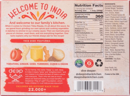 Deep Indian Kitchen Chicken Tikka Masala with Basmati Rice Frozen Meal Perspective: back