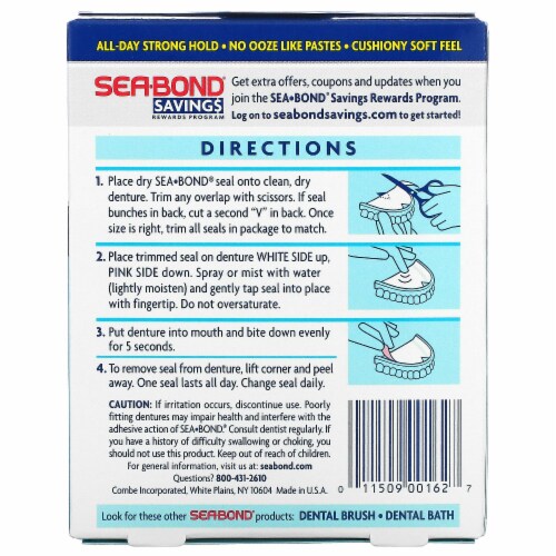 Sea Bond Secure Denture Adhesive Seals, Original Lowers, Zinc-Free,  All-Day-Hold, Mess-Free, 30 Count (Pack of 1)