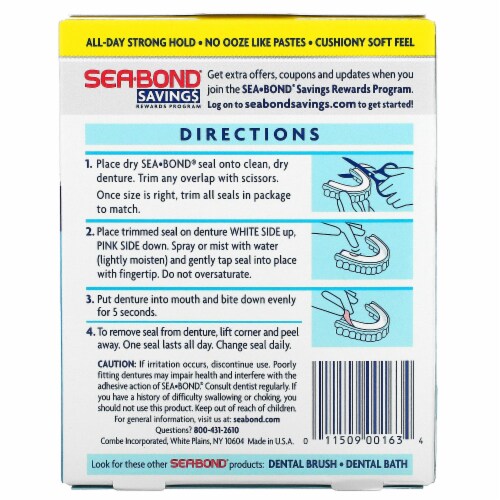 SeaBond Denture Adhesive Seals Original - 15 Lowers Perspective: back