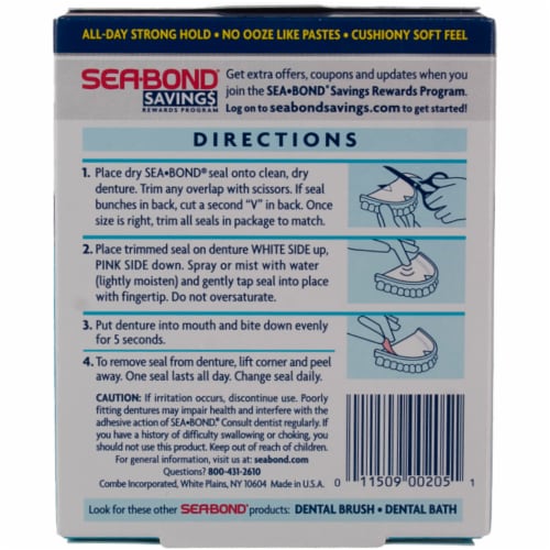 Sea Bond Lower Secure Denture Adhesive Seals, Fresh Mint Flavor Seals, 30  Count