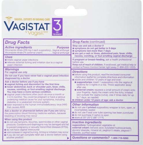 Vagistat Yeast Infection Suppositories 3 Day Treatment Perspective: back