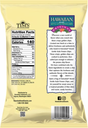 Hawaiian Original Crispy & Crunchy Gluten Free Kettle Style Potato Chips Perspective: back