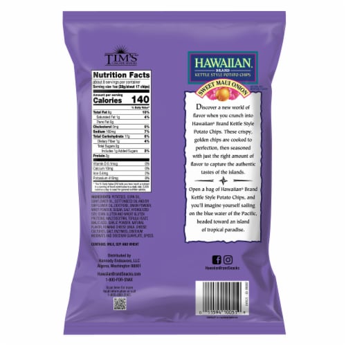 Hawaiian® Crispy & Crunchy Sweet Maui Onion Kettle Style Potato Chips Perspective: back