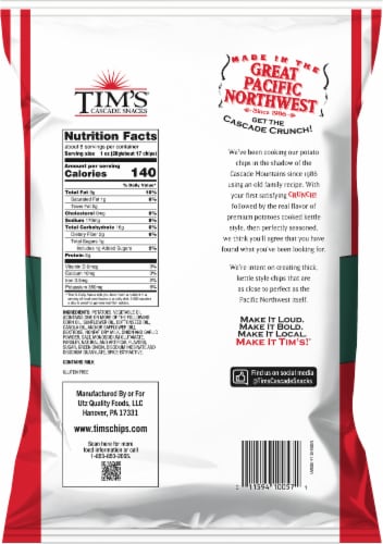 Tim's® Cascade Style Extra Thick & Crunchy Sour Cream & Onion Potato Chips Perspective: back