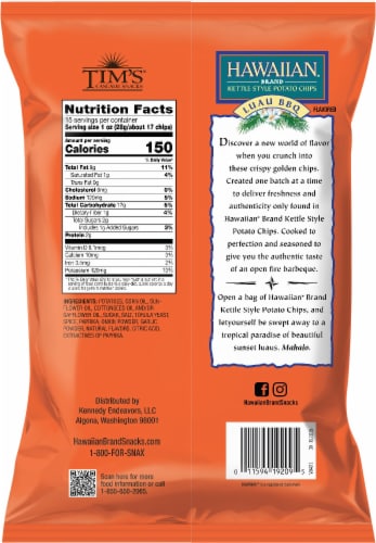 Hawaiian® Luau BBQ Kettle Style Potato Chips Perspective: back