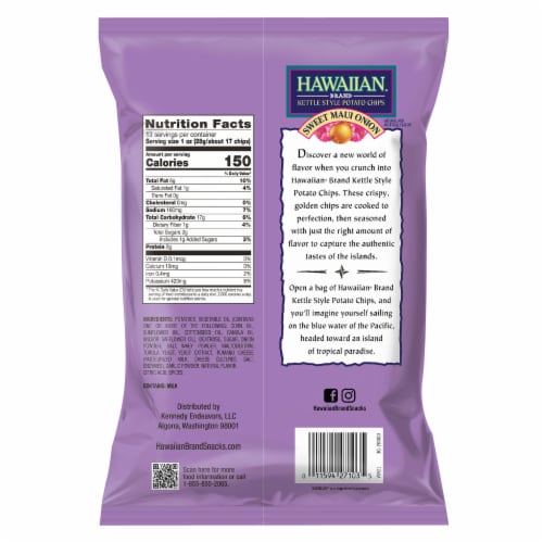 Hawaiian Sweet Maui Onion Kettle Style Potato Chips Party Size 13