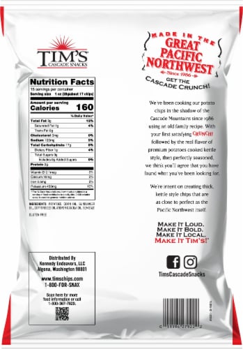 Tim's Original with Sea Salt Potato Chips Perspective: back