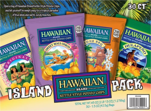 Tim's Hawaiian Kettle Chip Variety Pack Perspective: back