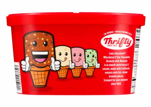 Thrifty Chocolate Brownie with Walnuts Ice Cream Tub Perspective: back