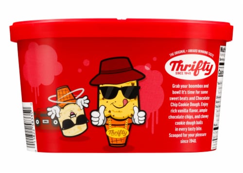 Thrifty Chocolate Chip Cookie Dough Ice Cream Tub Perspective: back