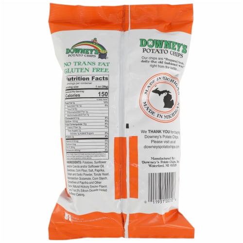 Downey's Barbeque Kettle Cooked Potato Chips Perspective: back