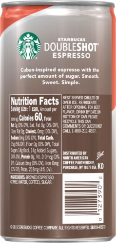 Starbucks DoubleShot Cubano Premium Espresso Beverage Perspective: back