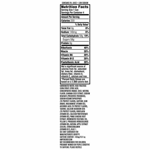Mountain Dew® Amp® Original Citrus Multipack Energy Drink Cans Perspective: back