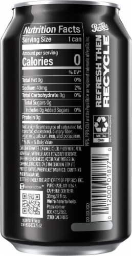 Pepsi Zero Sugar Soda Single Can Perspective: back
