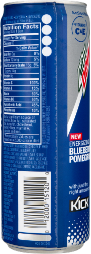 Mountain Dew Kickstart Recharge Blueberry Pomegranate Energy Drink 12 oz Can Perspective: back
