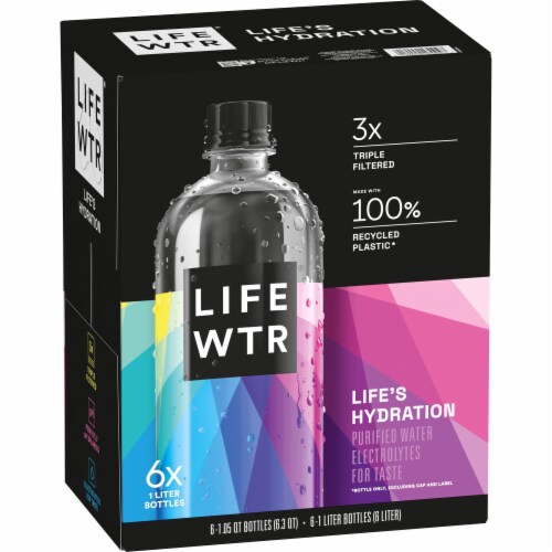 LifeWtr Purified Water 1 L 6 Count Perspective: back